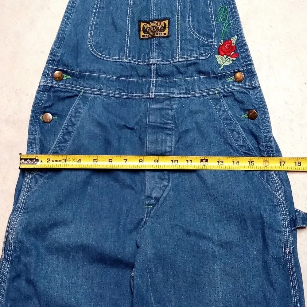 *READ* Vintage WASHINGTON DEE CEE Sanforized Denim Overalls Bib Jeans 28x30
